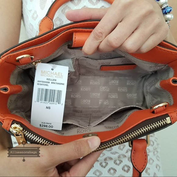 Michael Kors Kellen tangerine brown xs Satchel NWT - Picture 3 of 7